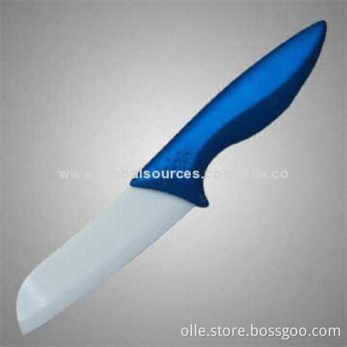 Ceramic Santoku Knife with High-density Zirconia Blade, Metallic ABS Handle